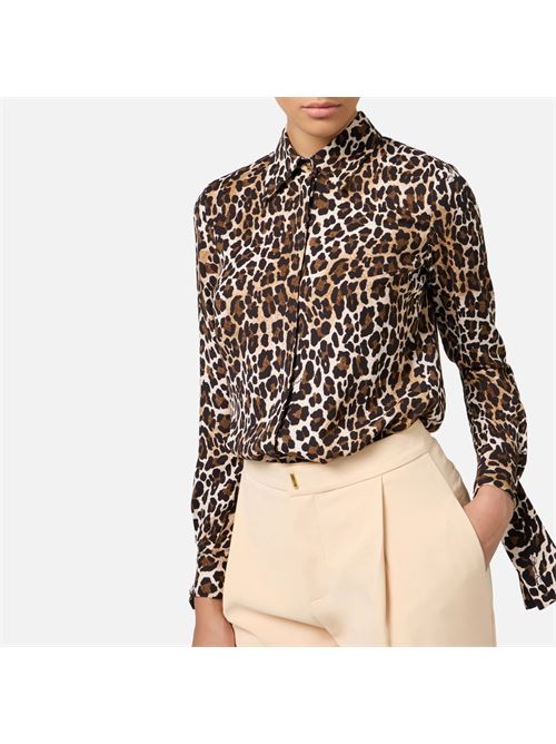 Camicia in georgette animalier con polsi a nastro ELISABETTA FRANCHI | CA09547E247E2B85